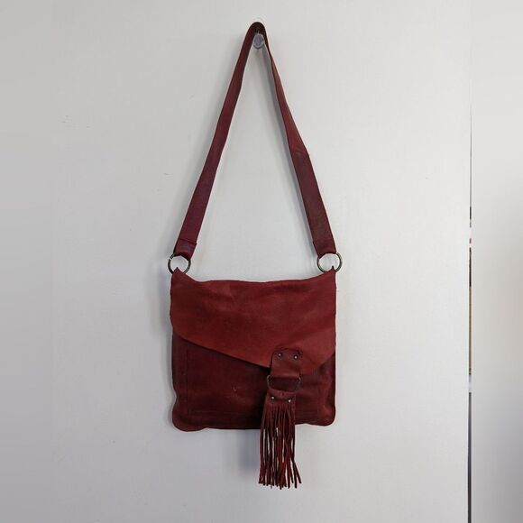 Lisa Leonard your heart in mine boho red leather crossbody bag {deep ruby} - Picture 2 of 9